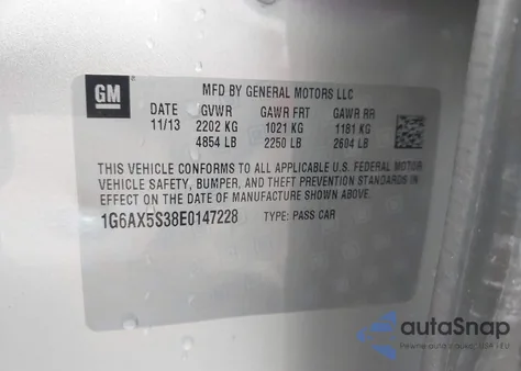 2014 Cadillac Cts Luxury from USA, damaged, VIN 1G6AX5S38E0147228